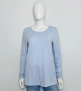 Athleta Essence Semi Fit Long Sleeve Top Womens S Blue Crew Neck Lightweight - Picture 1 of 17