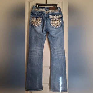 Westfield Eagle Azteken Bootcut Schlag Jeans Größe 7 verziert verlorene Knöpfe Küste - Bild 1 von 10