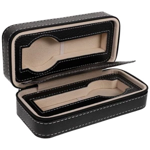 Schwarz Reißverschluss Uhr Reise Etui hält 2 Uhren Innenraum Aufbewahrung Organizer - Bild 1 von 10