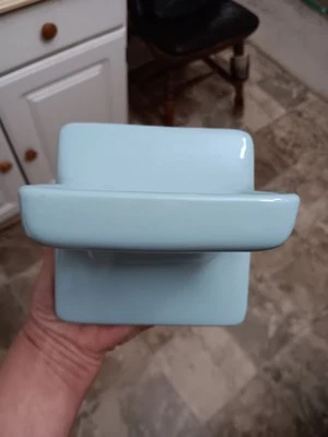 Jabonera de ducha de cerámica azul mediados de siglo azulejo de baño de porcelana NOS 5x5x4 Foto 1 de 4