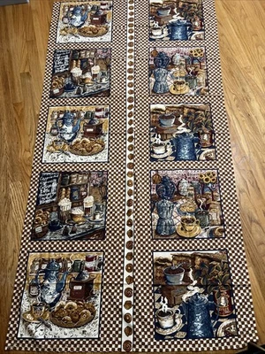 Handmade GP Creations Coffee Espresso Latte Themed Rectangular Tablecloth 39x75” - Image 1 of 4