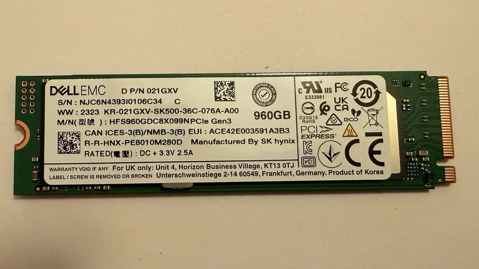 SK hynix HFS960GDC8X099N 960GB PCIe Gen3 - Image 1 of 3