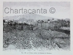 1881 Incisione VEDUTA NICOLOSI ETNA CATANIA - Imagen 1 de 1
