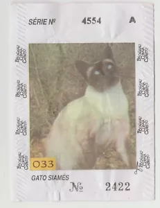 1994 Portugal Kaugummi Süßigkeiten Papierverpackung Bacalhau Cobaia Cabrito #033 Siamkatze - Bild 1 von 2