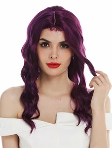 Wig Ladies Women Long Wavy Middle Part Purple Red Highlights Wig - Picture 1 of 6