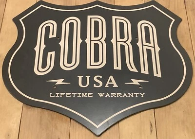 COBRA EE. UU. Garantía de por vida Moto Escape Distribuidor Letrero Acero sólido Pesado Foto 1 de 4