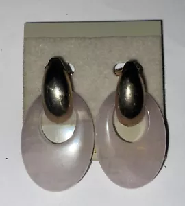 Vtg Rose Quartz Clip On Stud Earrins - Picture 1 of 6