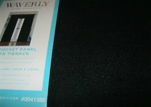 Waverly CIRRUS Drape Curtain Onyx Black Rod Pocket Panel w/ tie back 84L NIP - Picture 1 of 2