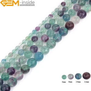 Round Rainbow Fluorite Natural Faceted Stone Beads For Jewelry Making 15" Strand - Picture 1 of 34