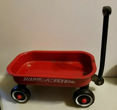 Radio Flyer Vintage Vagón Rojo Metal Miniatura 12.5" x 7.75" Tamaño Cama Foto 1 de 4