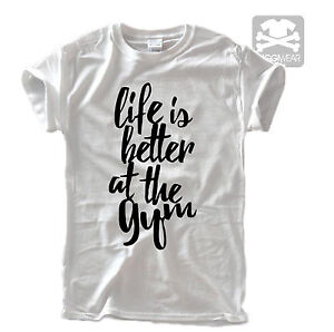 LIFE IS BETTER AT THE GYM | FITNESS BODYBUILDING & GYM HIPSTER WEISS FUN SHIRT