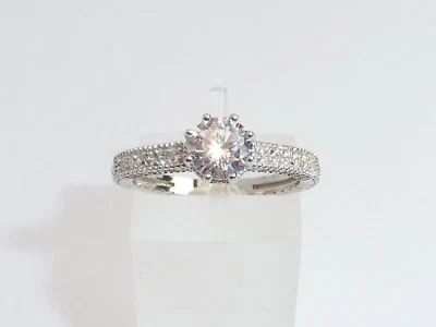 Donna Anello solitario con zaffiri da donna in argento sterling 925 - Immagine 1 di 4