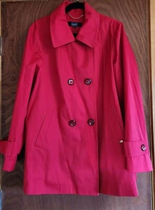 Ellen Tracy Double-Breasted Raincoat In Color Scarlet Red XL Jacket Collared - Picture 1 of 11
