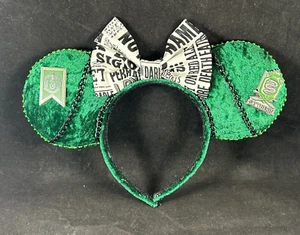 HARRY POTTER SLYTHERIN CUSTOM MADE MICKEY MOUSE EARS GREEN HEADBAND W/ BOW RARE - Picture 1 of 7
