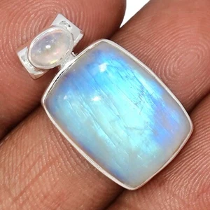 Natural Rainbow Moonstone - India 925 Sterling Silver Pendant Jewelry CP66928 - Picture 1 of 1