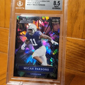 2021 Wild Card Alumination Holo Lux Black Micah Parsons BGS 8.5 NM-MT+ 62/75 - Picture 1 of 6