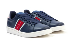 Scarpe da ginnastica Fred Perry B721 in pelle blu carbonio nuove con etichette UK 6,5 EUR 40 - Foto 1 di 5