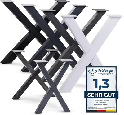 HOLZBRINK Tischgestell X-Form Metall pulverbeschichtet Tischbein Bodenschoner - Bild 1 von 4