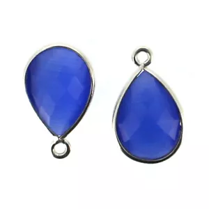 Einfassung Edelstein Anhänger Sterlingsilber blau Monalisa-kleine Träne-10x14mm (2 Stck.) - Bild 1 von 3