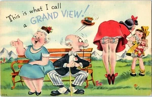 LUSTIGE COMIC-POSTKARTE VERLASSENER OPA DIES IST EIN GRANDIOSER BLICK ÜBER BABY B7 - Bild 1 von 2