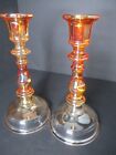 Imperial Glass Co. Iridescent Carnival Glass Candleholders 8 1/2" Tall