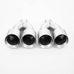Par de puntas de escape cuádruples de 4,5"" 3"" en 304 acero inoxidable doble corte ángulo de pared - Imagen 1 de 8