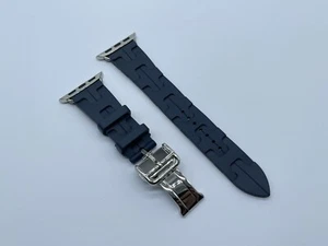 Genuine Apple Watch Hermes NAVY Kilim Single Tour Band Strap 42mm 41mm 40mm - Zdjęcie 1 z 16