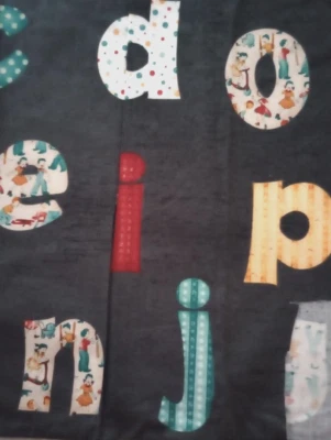 vintage letter alphabet fun fabric piece 23 x 8 inch 26 letters new - Image 1 of 2