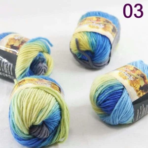 4balls Chunky Colorful Hand Knitting Scores Wool Yarn Grey Sky Blue Yellow - Picture 1 of 24