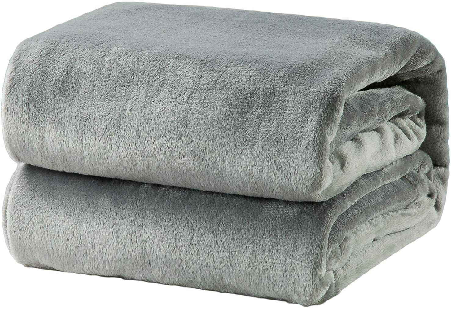 Fleece Blanket Throw Size Grey Lightweight Super Soft Cozy Luxury Bed  Bedsure | eBay