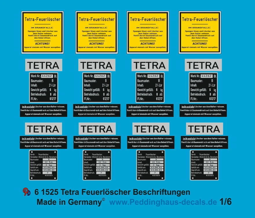 Peddinghaus  1/6 1525 Tetra Löscher Beschriftungen - Bild 1 von 1