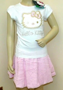 Hello Kitty Little Girls 2-Piece T shirt & Scooter Skirt Set OFFICIAL MERCHANDIS - Picture 1 of 12