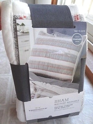 Funda de almohada estándar a rayas textura gris umbral (NUEVA) envío gratuito Foto 1 de 4