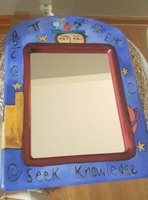 Sticks Sarah Grant Wood Hand Carved Mirror SEEK KNOWLEDGE - Image 1 of 4