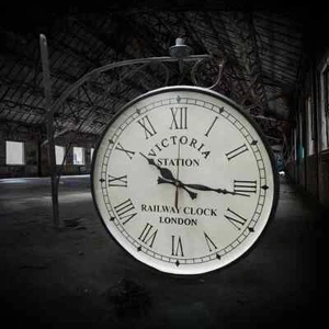 Vintage Station Clock 12'' Hanging Victorian Metal Wall Clock For Office Decor - Picture 1 of 5