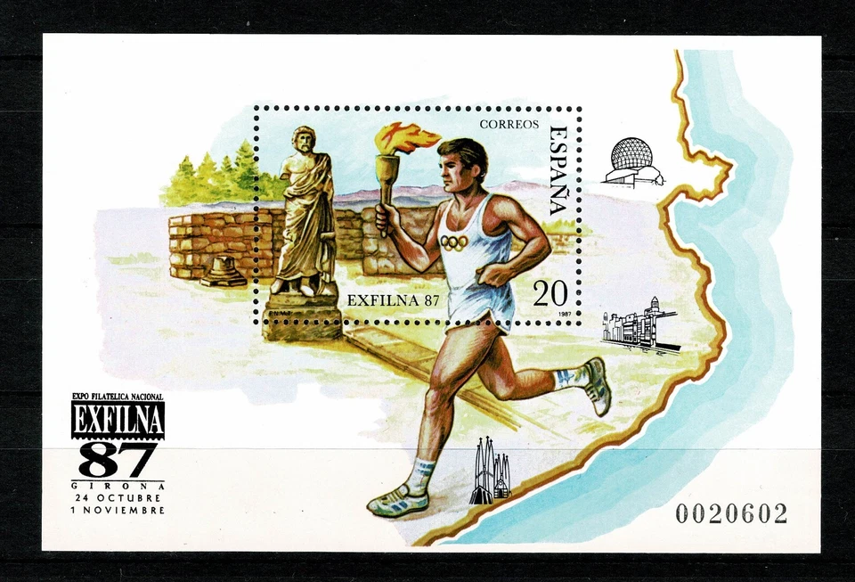 HB SELLO ESPAÑA MNH 1987 H. 40. "Exfilna´87. GERONA CORREDOR ANTORCHA OLIMPICA - Imagen 1 de 1