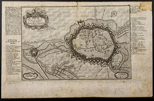 1720 - Plan ancien de la ville de Douai - Gravure ancienne - Fortifications - Foto 1 di 5