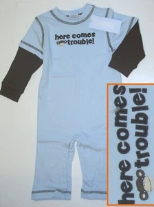 NWT Gymboree Boys Argyle Animals BLUE/Brown MONKEY TROUBLE ROMPER 6-12 Vintage - Picture 1 of 1