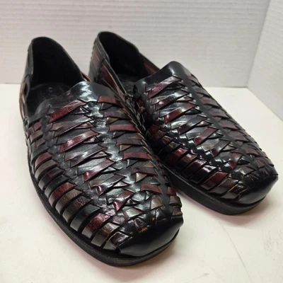 SunSteps Hand Woven Huarache Sandals Mens 9.5 Brown Leather Shoes Slip On - Image 1 of 4