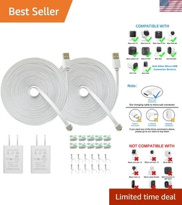 Universal 20FT Power Extension Cord with Adapter for Security Cameras (2 Pack) - Picture 1 of 11