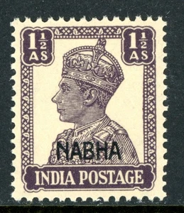 British India 1943 KGV Nabha State 11/2a Dark Purple Scott #105 MNH K466 - Bild 1 von 6
