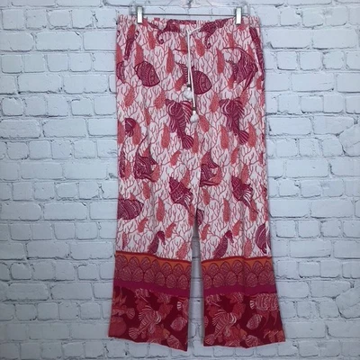 Pantalones Talbots 100% Algodón Gasa Talla M Concha Marina Pez Coral Playa Paisley Pull On Foto 1 de 4