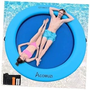Water Hammock Inflatable Floating Dock, Round Floating Ring Lake 8FT Sky Blue - Picture 1 of 6