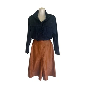 leather Gaucho Pants vintage 1970's Coulottes High Rise Wide Leg - Picture 1 of 24