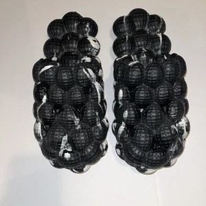 Unisex Massage Bubble Slides Black & White Comfort Non-slip Spa Slippers Size 10 - Picture 1 of 6