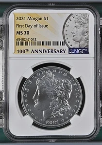 Dólar Morgan moderno 2021 NGC MS-70 primer día de emisión - Imagen 1 de 2