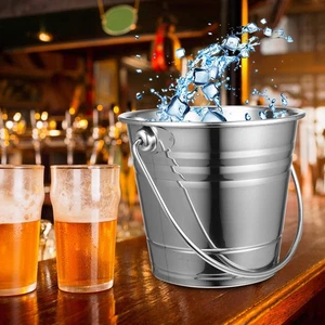 Cubos de barril de pellets de hielo engrosados con asas para fiesta de metal - Imagen 1 de 12