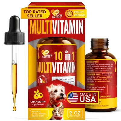 CANIS&CATTUS Liquid Multivitamins for Pet | 10 Essential Vitamins for Cat & Dog | 2 Oz