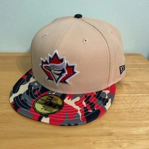 Toronto Blue Jays New Era 59Fifty Mango Mocha Camo Bill Cap Hat Mens Size 7 3/4 - Picture 1 of 13