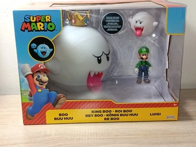 JAKKS PACIFIC *FREE SHIP* 6" KING BOO Super Mario Figure Set Glow-In-Dark Boos + Luigi